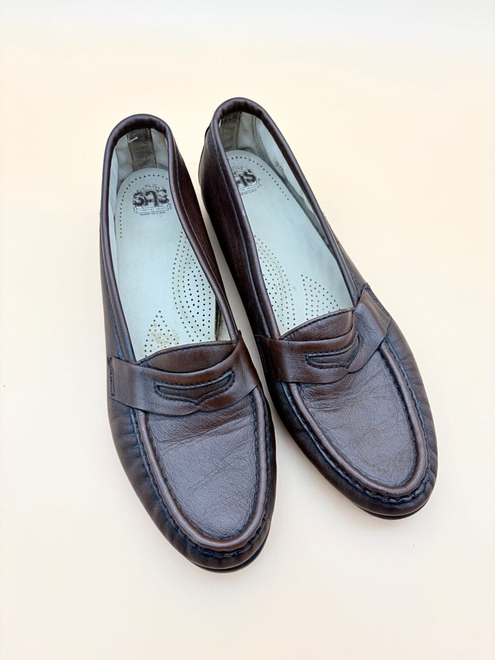 SAS Penny Loafers Womens Brown Leather Tripad Comfort Shoes Made USA Size 9